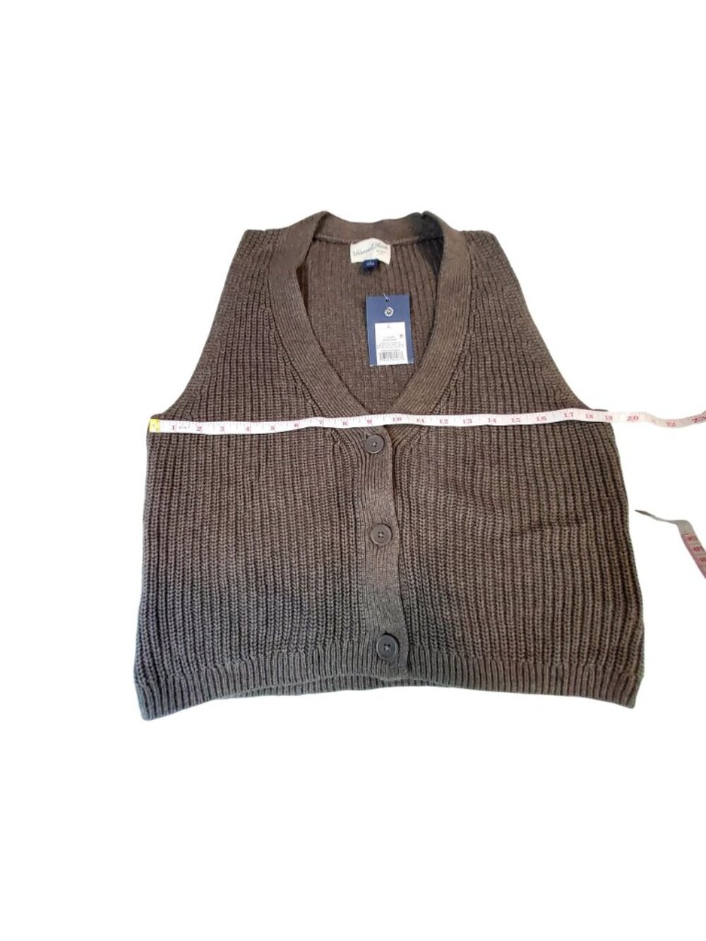 Universal Thread Womens Brown Ribbed Knit Button-Up Sweater Vest Size L - Picture 3 of 9